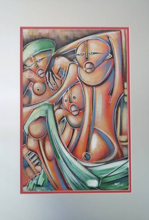 A VERY UNIQUE ABSTRACT ON CANVAS SIGNED S M. VERY NICE!!