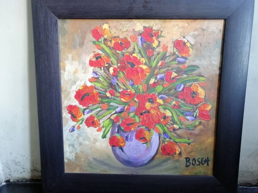 Nicely framed. Oils on canvas signed Bosch