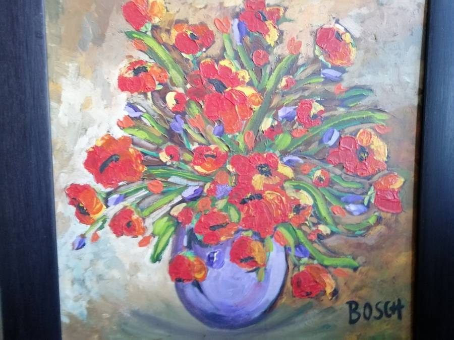 Nicely framed. Oils on canvas signed Bosch