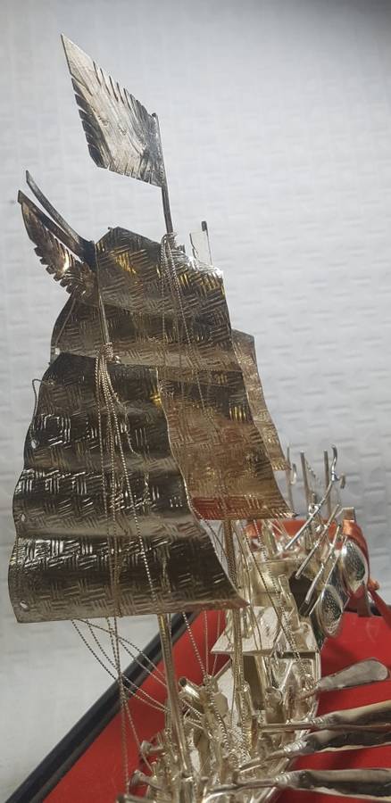 Exquisite!! Old Chinese Export Silver War Ship!