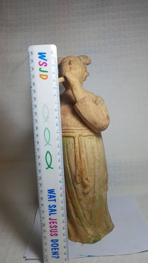 Lady playing a flute - vintage terracotta statue!!!