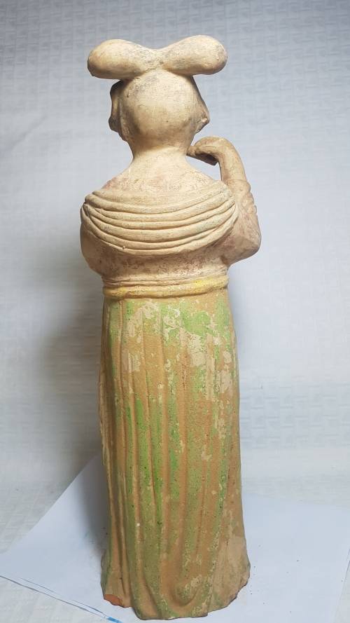 Lady playing a flute - vintage terracotta statue!!!