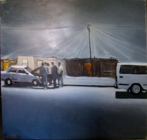 Gerald N Tabata - 150 x 150cm - Oil on canvas - Valued at R75000