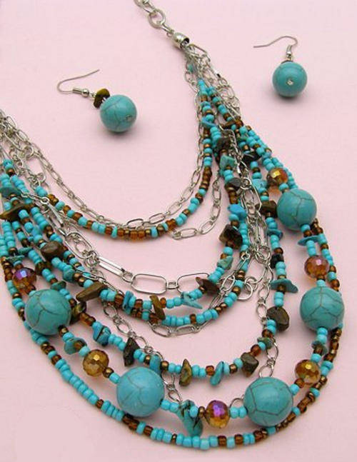 Lovely, multi-chain 'bead and stone' necklace.