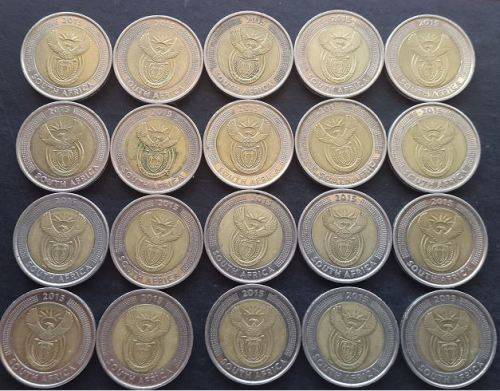 20 x 2015 Griqua Town R5.00 coins - Bid per coin for the lot !!!! (See photos)