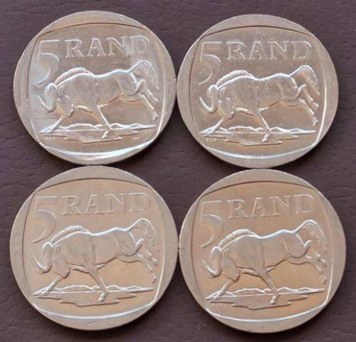 4 x Year 2000 Mandela R5.00 coins - IN EXCELLENT CONDITION!!! - Bid per coin to take the lot.