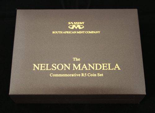 Nelson Mandela Commemorative R5 Coin Box with 2 x UNC 2008 Birthday Coins