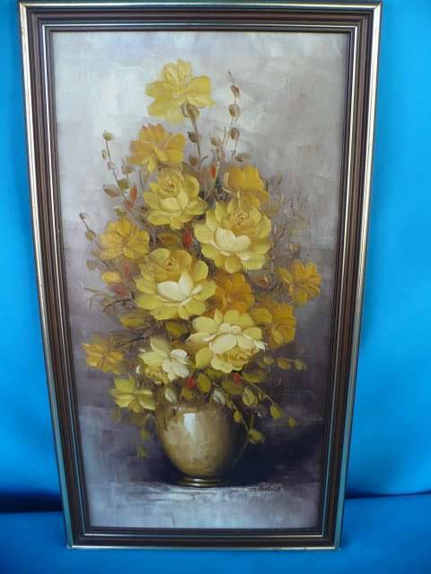 OIL ON BOARD BEAUTIFUL YELLOW ROSES