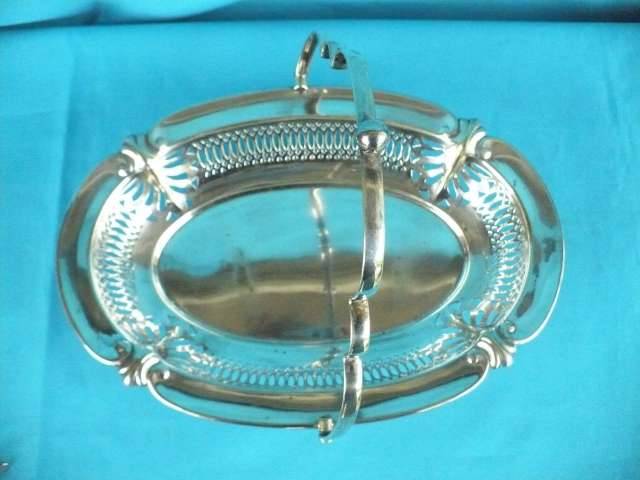 LOVELY EPNS SWING HANDLED PIERCED PATTERN DISH