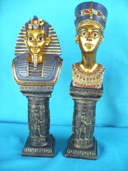 STUNNING PAIR  EGYPTIAN ROYALTY BUSTS
