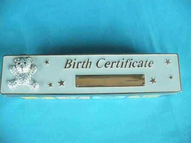 BABY BIRTH CERTIFICATE BOX