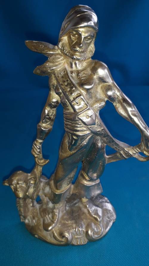 VINTAGE SOLID BRASS PIRATE FIGURINE