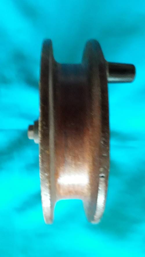 VINTAGE WOOD & BRASS  FISHING REEL