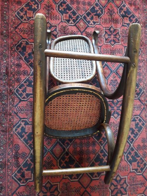 ANTIQUE "THORET"  CHILDS' BENTWOOD & RATTAN  ROCKING CHAIR