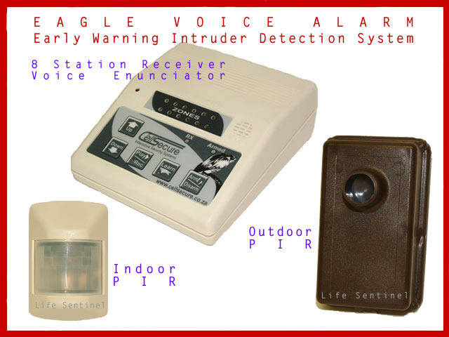 Voice Alarm be Alert . Outdoor early warning intruder detection system with TWO PIR Sensors .