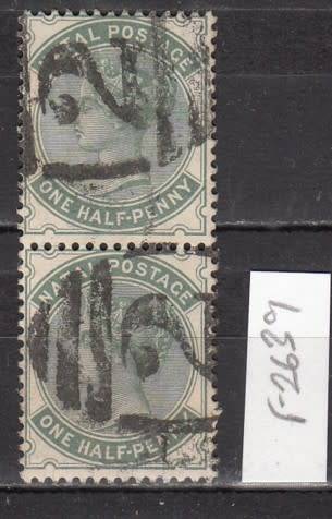 Natal Vertiacl Pair of One Half Penny Stamp Partial Numeral Post Mark (QV)