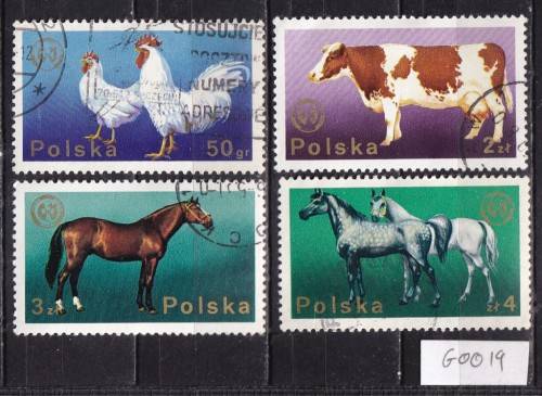 Poland Four Farm Animal Stamps