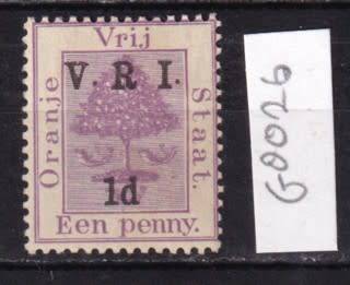 OFS 1d Puple with V.R.I. Overprint No Stop after R (Raised Dots)