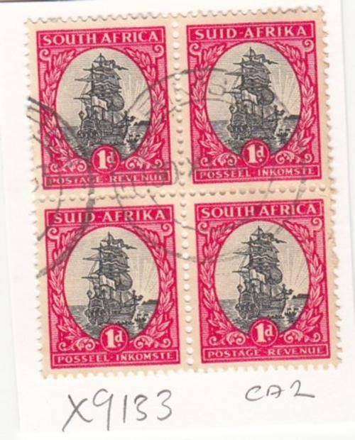 Union Block of Four 1d Ship Stamps. As Image.
