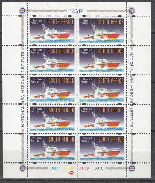 RSA 1997 National Sea Rescue Institute Sheet-let of 10 Stamps (Face Value R 28.85)