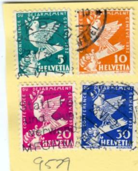 Switzerland Group of Four (Dove) Stamps. As Image.