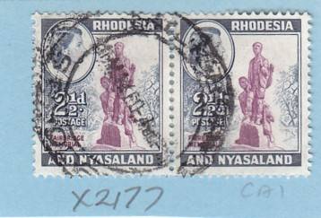 Rhodesia & Nyasaland 1959 Definitive Issue Pair 2 1/2d Stamps. As Image.