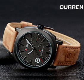 Curren Men's Leather Watch Black