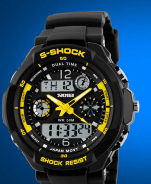 SKMEI Men's 5ATM WATER RESISTANT Sports Watch Yellow