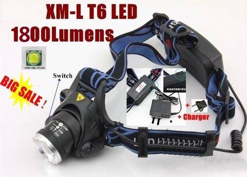 1800 Lumens Aluminum Hign Power T6 LED Rechargeable Headlight Zoom in & Zoom out