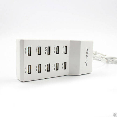 USB 10 Ports Charger High Speed Travel Wall Charger Charging Station