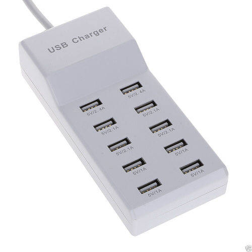 USB 10 Ports Charger High Speed Travel Wall Charger Charging Station