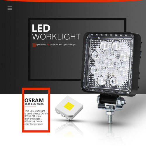 1Pcs 4inch 27W LED Work Light Spot Fog Driving Lamp 4D Lens Offroad SUV ATV 4WD