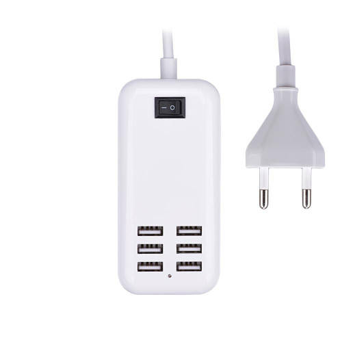 Universal 6-port USB Charging Socket Travel Charger with Switch for Mobile Phone