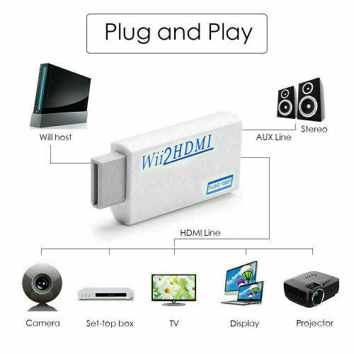 Portable Wii to HDMI Wii2HDMI Full HD Converter Audio Output Adapter TV