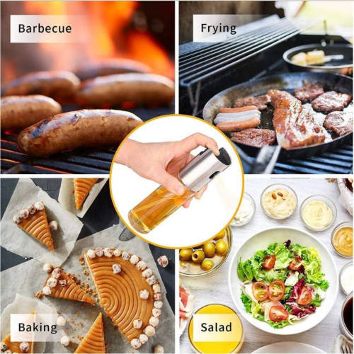 Glass Spray Bottle Barbecue Cooking Oil Stainless Steel Spray Bottle