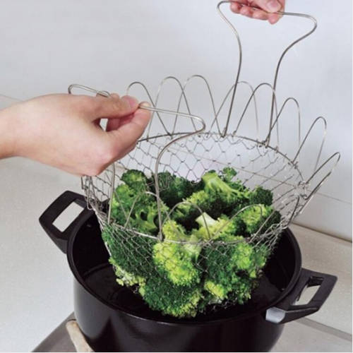 Stainless Steel Silver Chef Basket For Kitchen