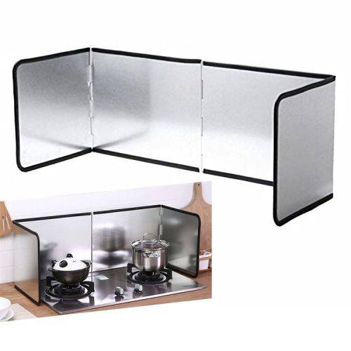 Stainless Steel Oil Splatter Guard Foil Kitchen Cooking  Foldable Oil Baffle