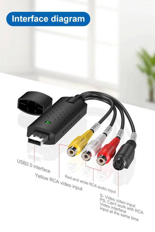 USB Video Capture Card TV Audio DVD DVR VHS to Digital File Converter AV Video Recording