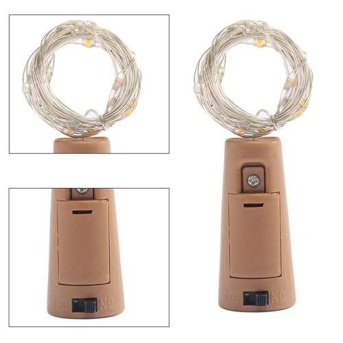 with Cork Copper Wire Colorful Fairy Lights 2M 20 LED Battery Powered Garland Wine Bottle Lights