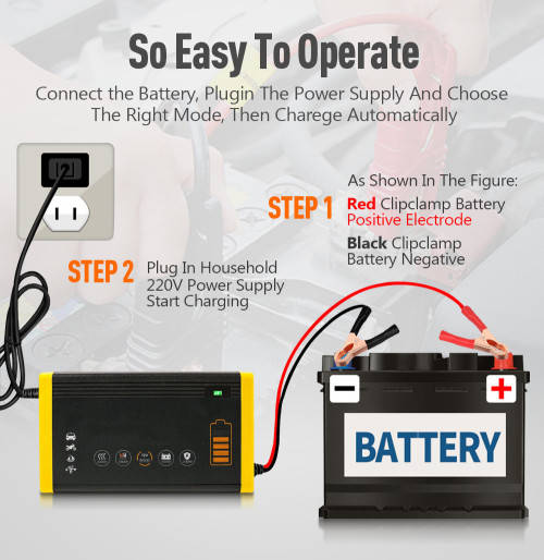 Car Battery Charger 12V 6A Intelligent Charging Repair Pulse Type Dual-Mode Battery
