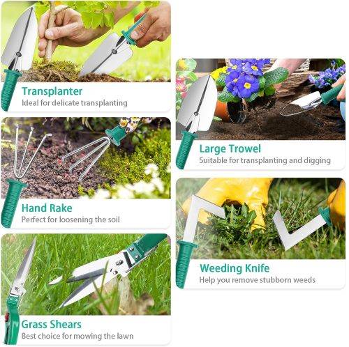 Stainless Gardening Tools Set 10 PCS Green