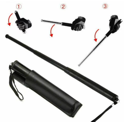 Self-defense Stick Black Telescopic Stick With Storage Bag