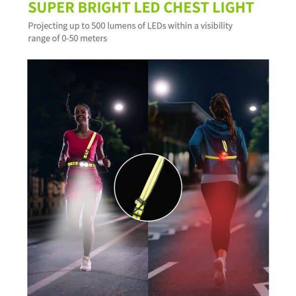 USB Rechargeable Running Chest Strap Light