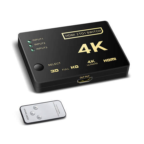3 Port Mini HDMI Switcher Splitter 4K 2K 3D 3 In 1 Out HDMI Switch with Remote