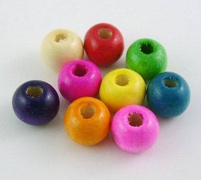 8mm multi colour wooden beads (pack of 100 beads)