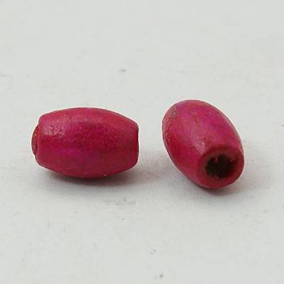 Pink drum rice wooden beads (pack of 100 beads)