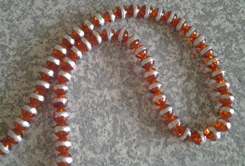 10mm orange and silver drawbench beads