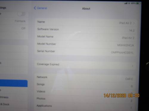 Apple I Pad Air 2 (Space Grey 64GB cellular and wifi)
