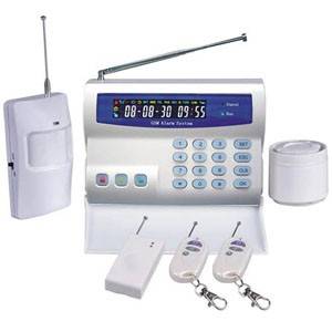 GSM Alarm system. Insert sim card and it will sms or phone you when triggered.