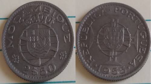 1955 - Mozambique - 2$50 - Emblem of Portugal`s Order of the Colonial Empire - Demonetised Yes -Copp